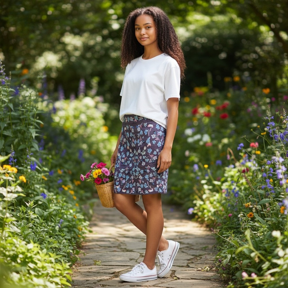 Loft Purple Floral Embroidered Mini Skirt Sz 4 Boho Cottagecore Preppy Academia